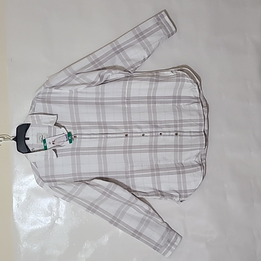 Jach's Girlfriend New York Women's White & Gray‎ Plaid Flannel Shirt - Size XL